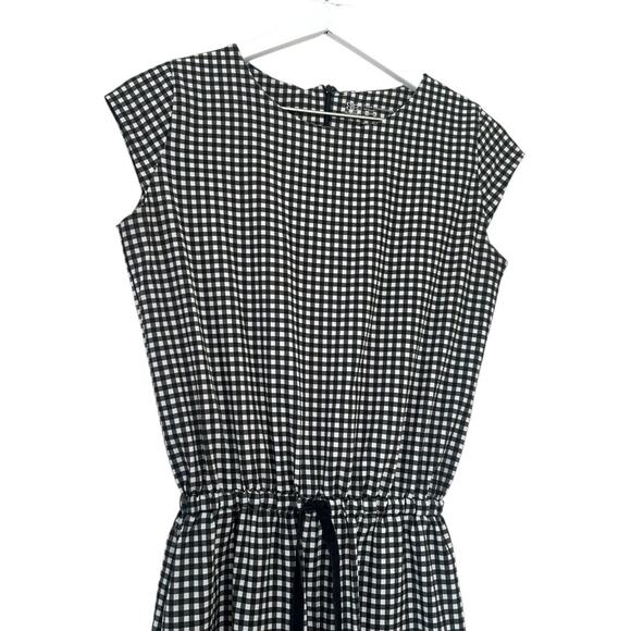 Albion Fit Black White Gingham Crop Jumpsuit Sleeveless Tie Waist Size XS - Picture 3 of 10